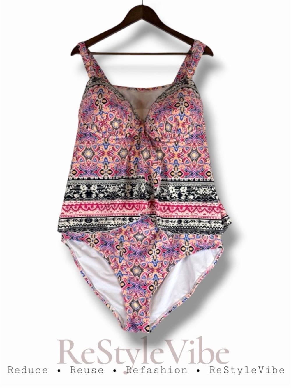 SWIMSUITS FOR ALL Women’s Size 24 Tankini Set Top Bottom 2 Piece Padded Matching